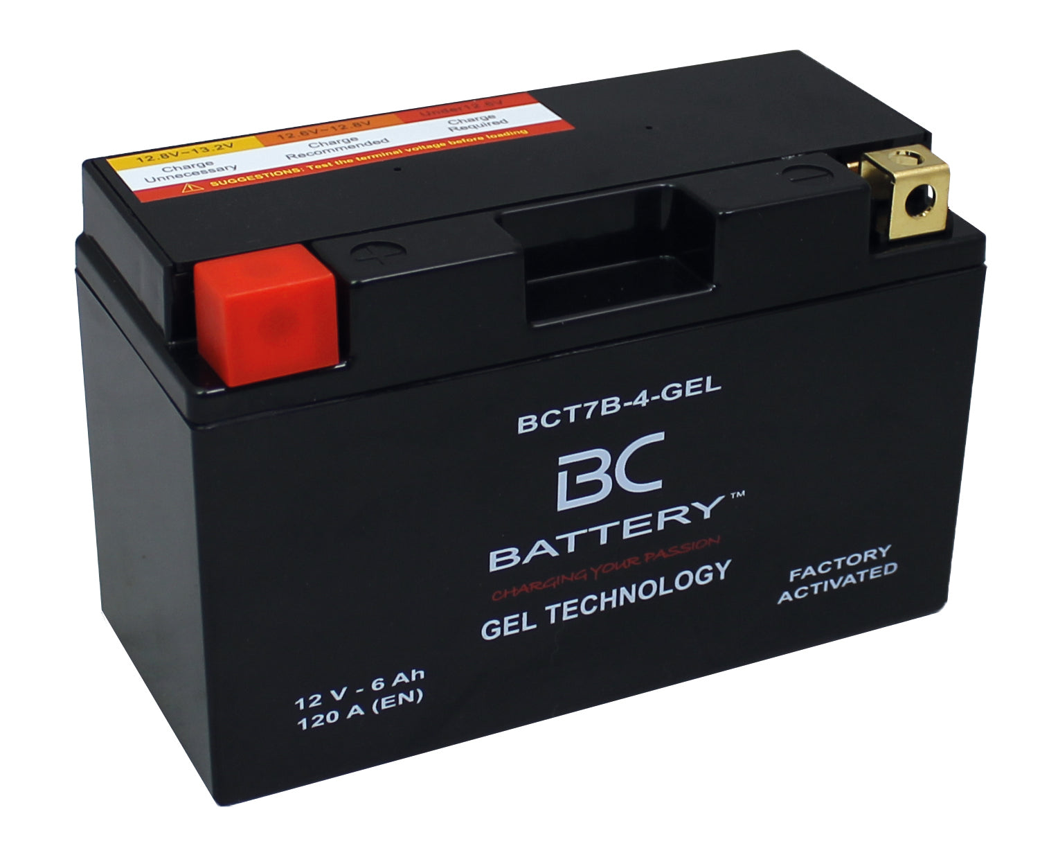 BCT7B-4-GEL | Motorrad-GEL-Batterie, YT7B-BS, 12V, 6Ah, Kaltstartstrom: 120 A, 150x65x93 mm – Offizielle italienische Website von BC Battery