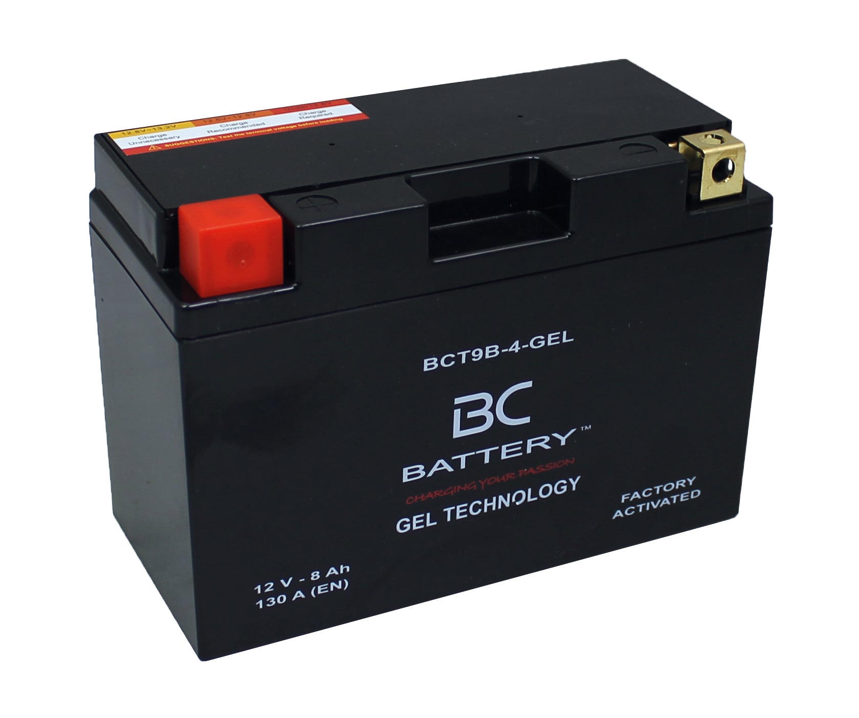 BCT9B-4-GEL | Motorrad-GEL-Batterie, YT9B-BS, 12V, 8Ah, Kaltstartstrom: 130 A, 150x70x105 mm – Offizielle italienische Website von BC Battery