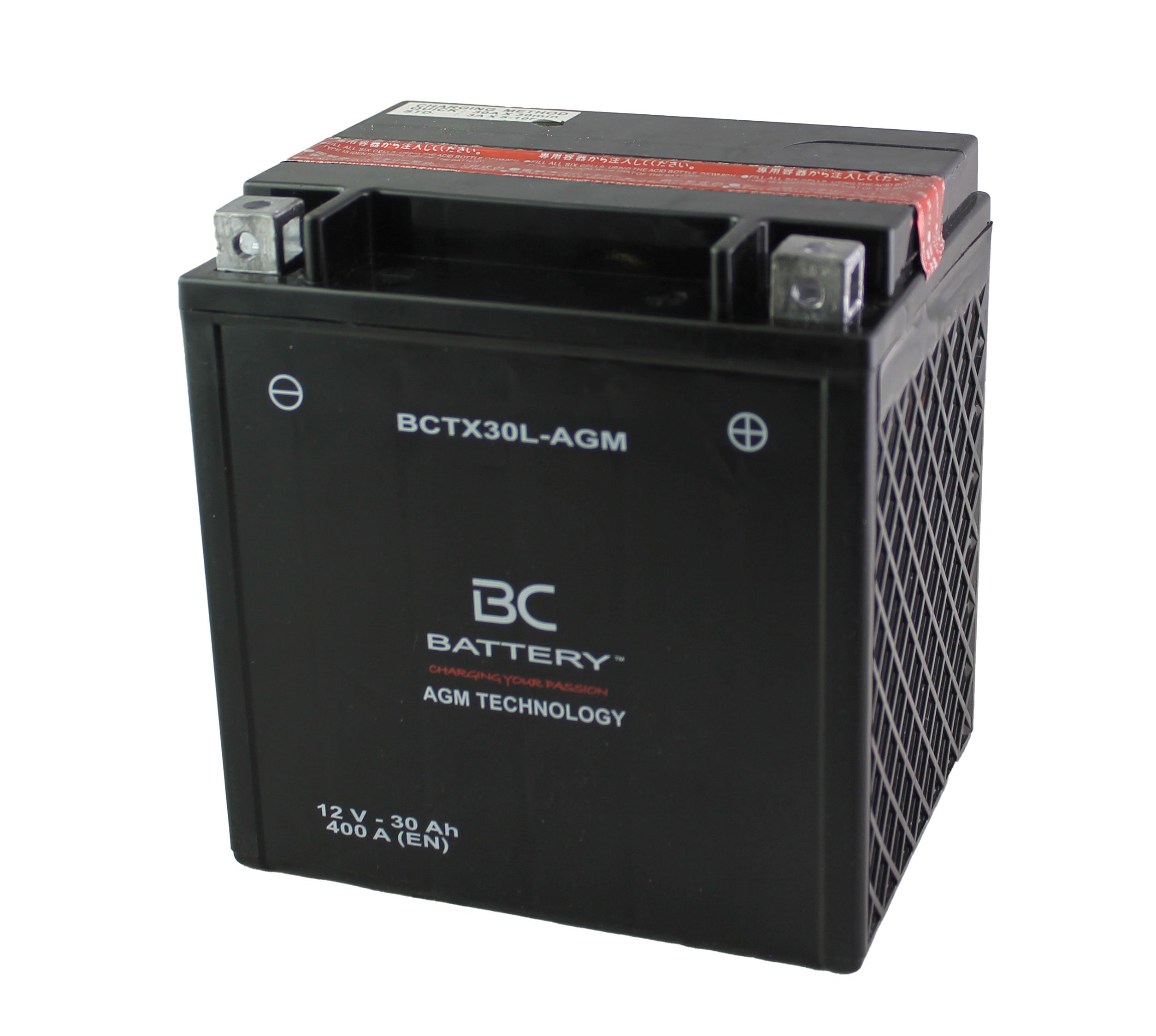 BCTX30L-AGM| Motorradbatterie AGM, YIX30L-BS, 12V, 30 Ah, CCA: 400Amp, 167x126x174mm - Offizielle Website von BC Battery