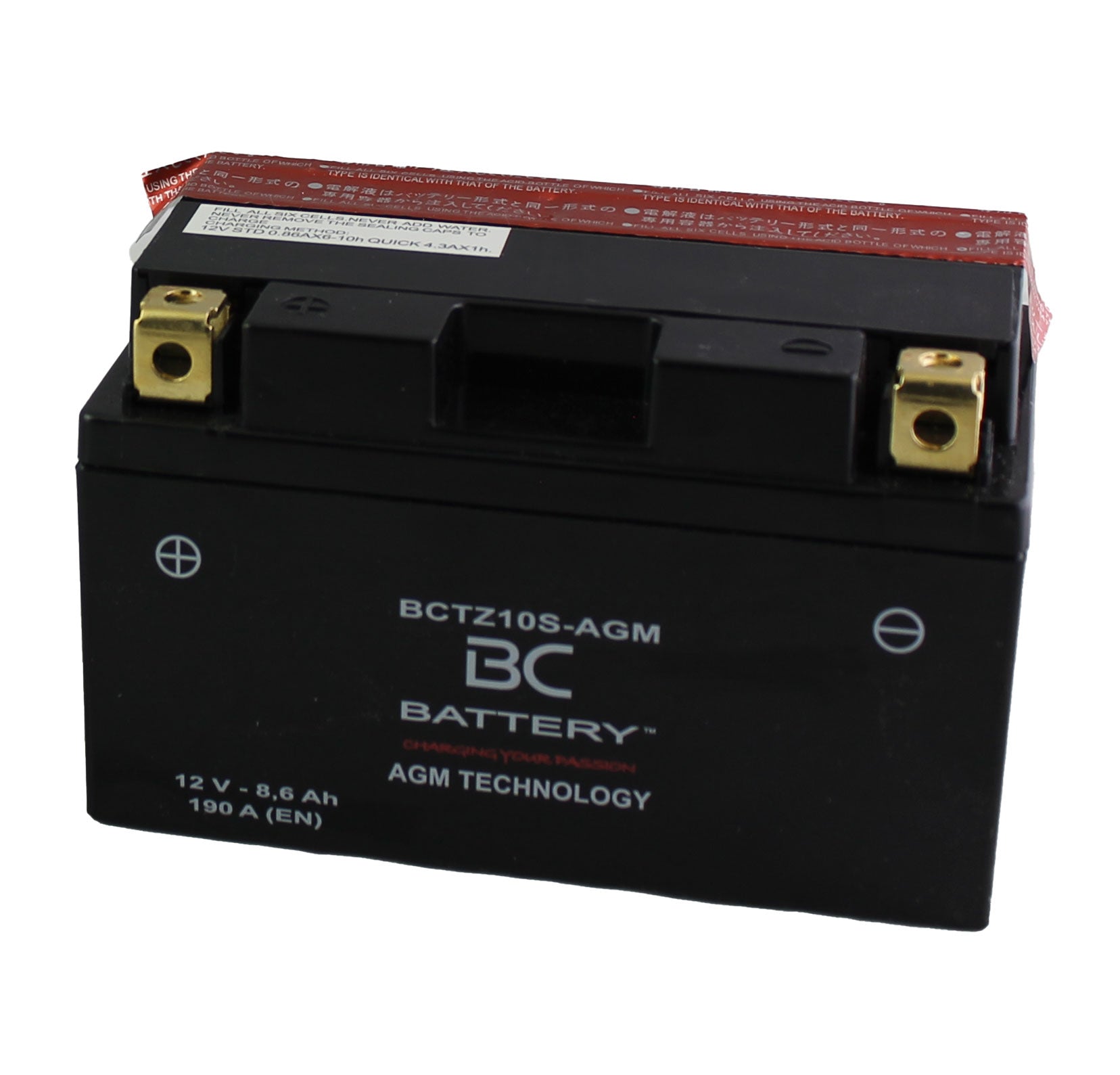 BCTZ10S-AGM | AGM-Motorradbatterie, YTZ10S, 12 V, 8,6 Ah, Kaltstartstrom: 190 A, 150 x 87 x 93 mm – Offizielle Website von BC Battery
