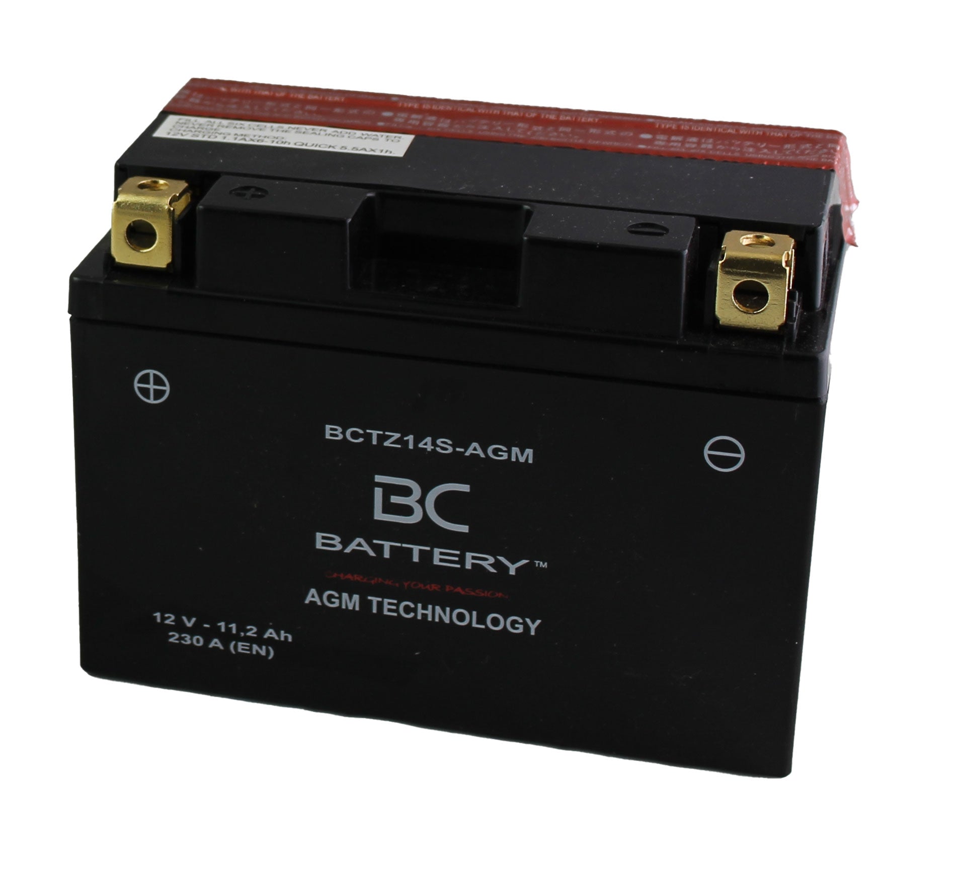 BCTZ14S-AGM | AGM-Motorradbatterie, YTZ14S, 12 V, 11,2 Ah, Kaltstartstrom: 230 A, 150 x 87 x 110 mm – Offizielle Website von BC Battery