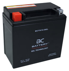 BCTX14-GEL| GEL-Motorradbatterie, YTX14-BS, 12V, 12Ah, CCA:200Amp, 150x87x146mm - Offizielle Website von BC Battery