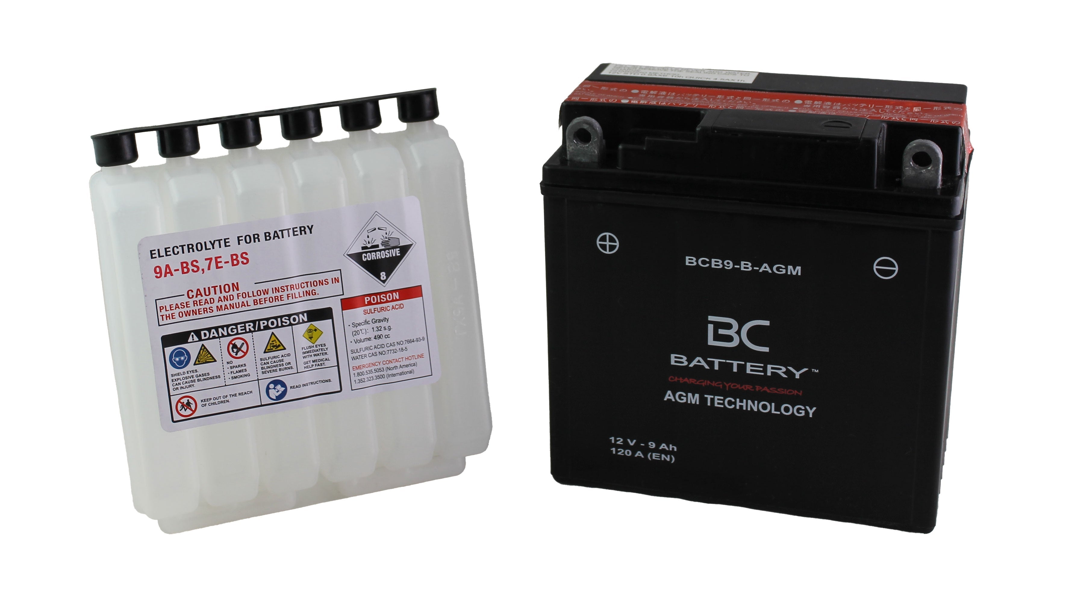 BCB9-B-AGM | AGM-Motorradbatterie, YB9-B, 12 V, 9 Ah, Kaltstartstrom: 120 A, 135 x 75 x 138 mm – Offizielle Website von BC Battery 