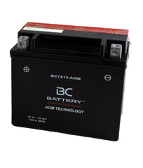 BCTX12-AGM | AGM-Motorradbatterie, YTX12-BS, 12 V, 10 Ah, Kaltstartstrom: 180 A, 150 x 87 x 130 mm – Offizielle Website von BC Battery