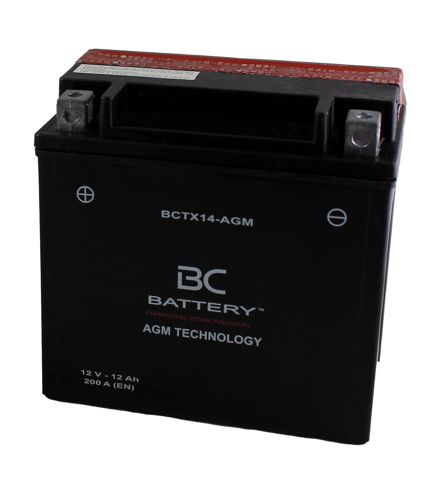 BCTX14-AGM | AGM-Motorradbatterie, YTX14-BS, 12 V, 12 Ah, Kaltstartstrom: 200 A, 150 x 87 x 146 mm – Offizielle Website von BC Battery 