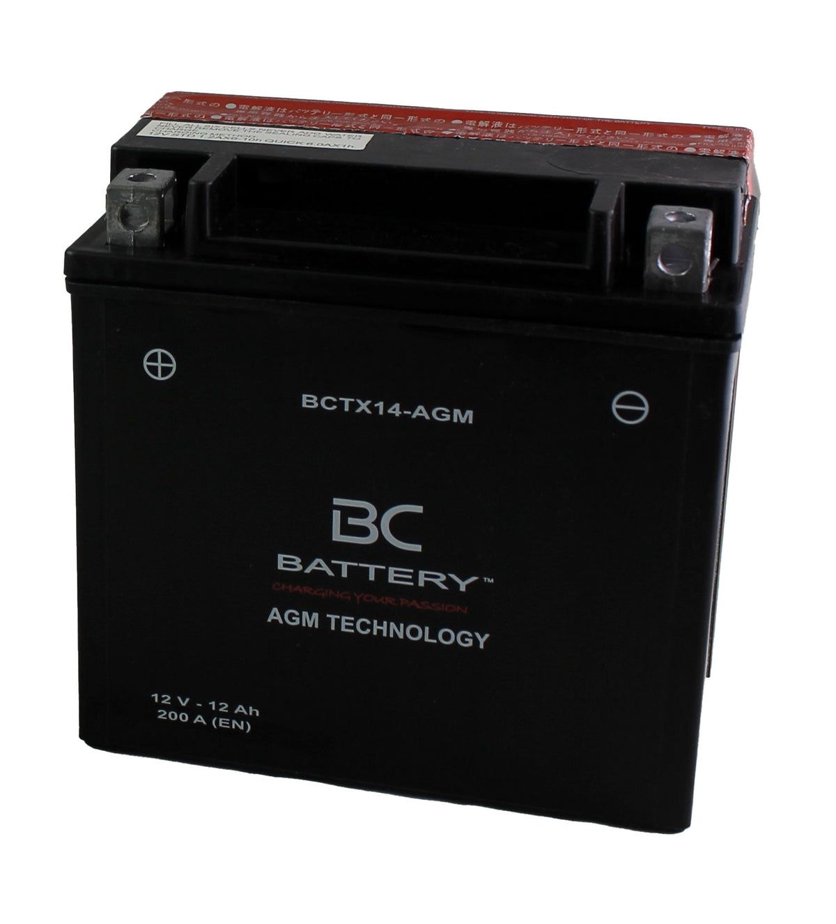 BCTX14-AGM | AGM-Motorradbatterie, YTX14-BS, 12 V, 12 Ah, Kaltstartstrom: 200 A, 150 x 87 x 146 mm – Offizielle Website von BC Battery 