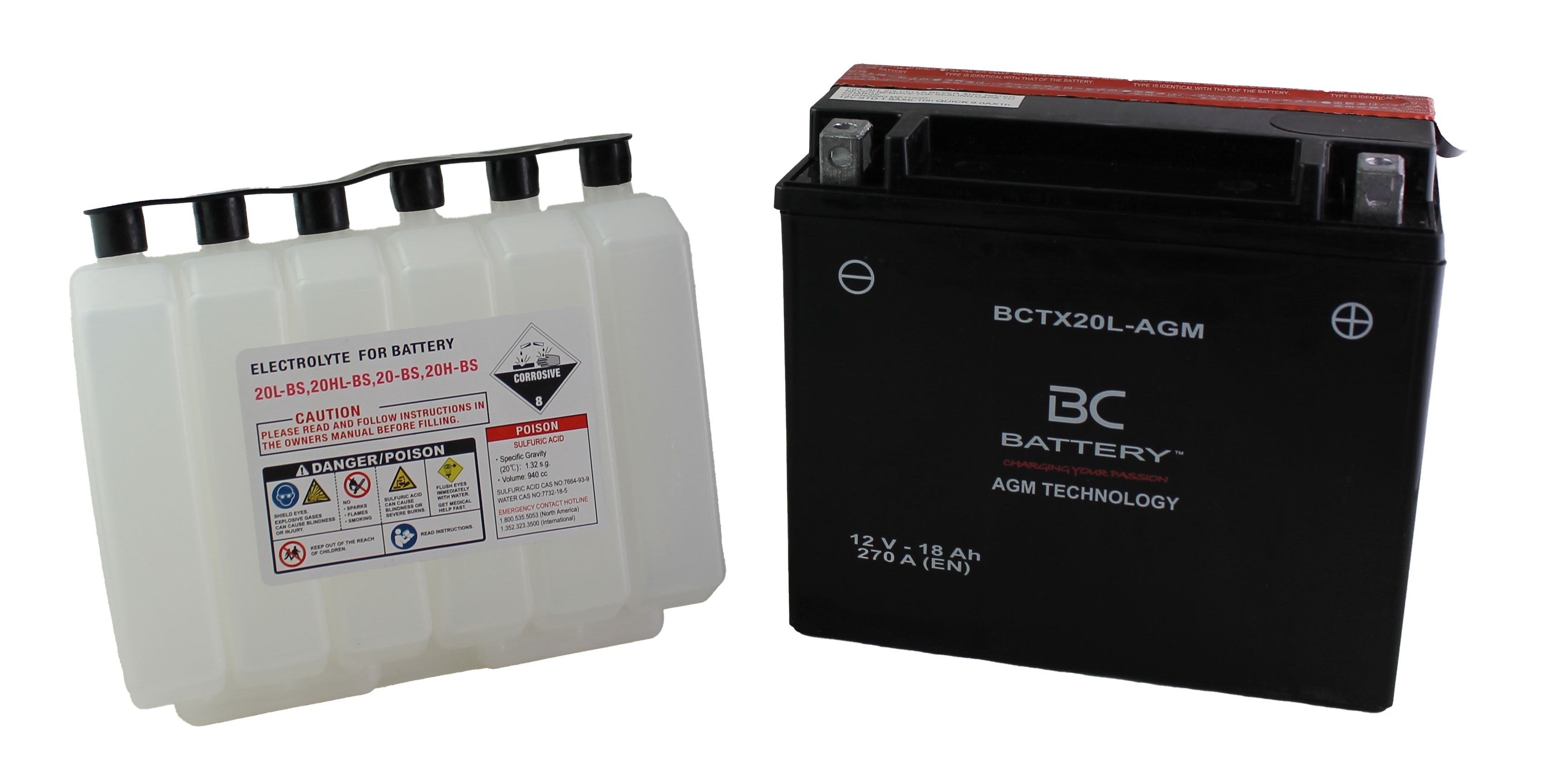 BCTX20L-AGM | GEL Motorradbatterie, YTX20L-BS, 12 V, 18 Ah, Kaltstartstrom: 270 A, 175 x 87 x 155 mm – Offizielle Website von BC Battery