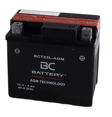 BCTX5L-AGM | AGM-Motorradbatterie, YTX5L-BS, 12 V, 4 Ah, Kaltstartstrom: 80 A, 113 x 70 x 105 mm – Offizielle Website von BC Battery