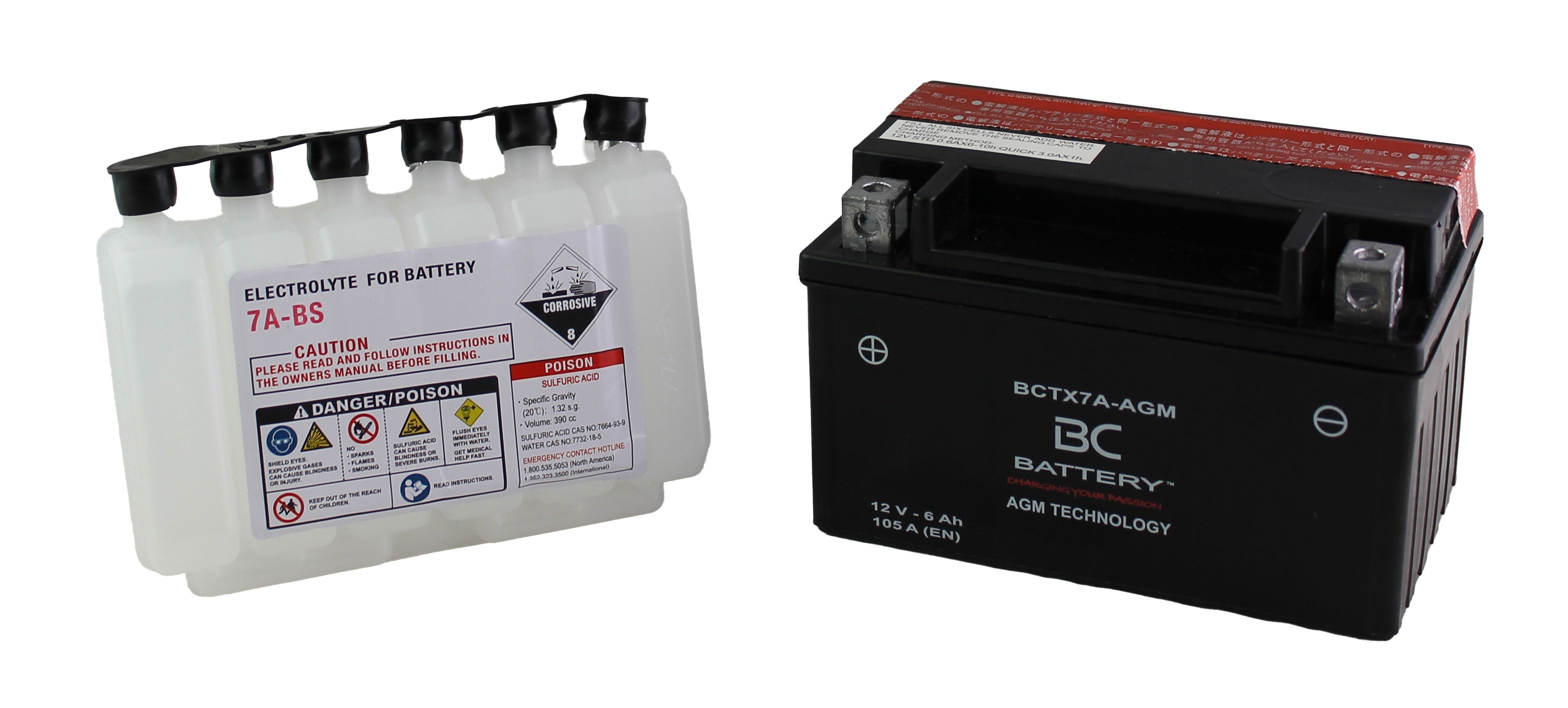 BCTX7A-AGM | AGM-Motorradbatterie, YTX7A-BS, 12 V, 6 Ah, Kaltstartstrom: 105 A, 150 x 87 x 94 mm – Offizielle Website von BC Battery