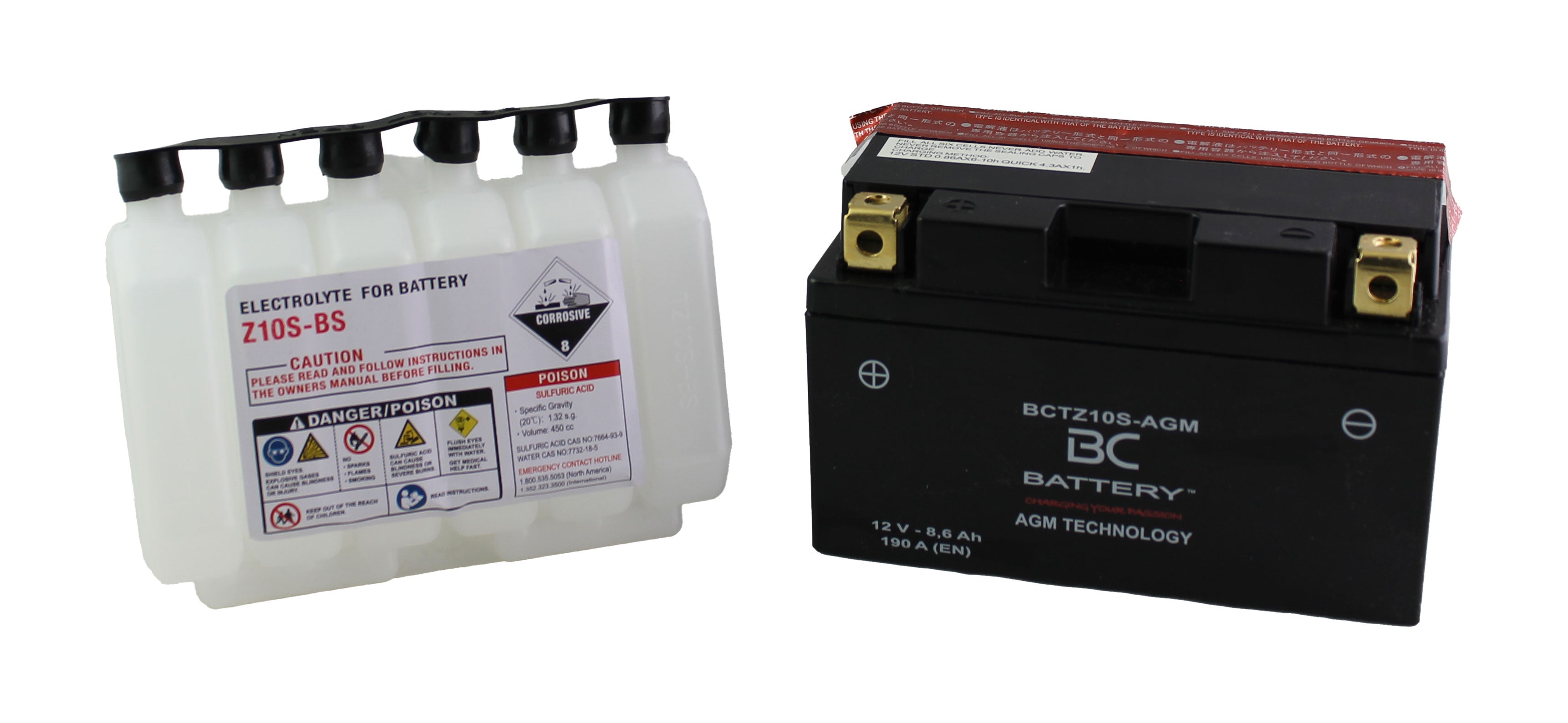 BCTZ10S-AGM | AGM-Motorradbatterie, YTZ10S, 12 V, 8,6 Ah, Kaltstartstrom: 190 A, 150 x 87 x 93 mm – Offizielle Website von BC Battery