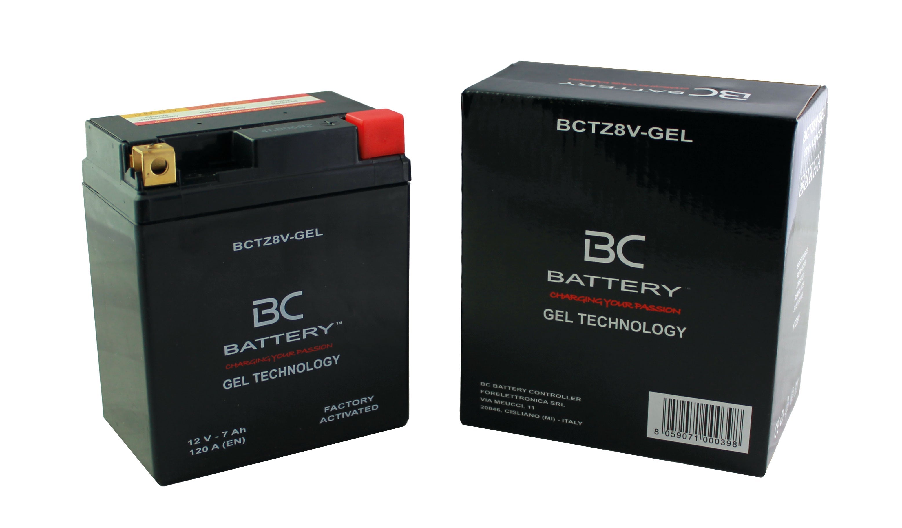 BCTZ8V-GEL | GEL‑Motorradbatterie, YTZ8V, 12V, 7Ah, CCA: 120 Amp, 113x70x130 mm – Offizielle Website von BC Battery
