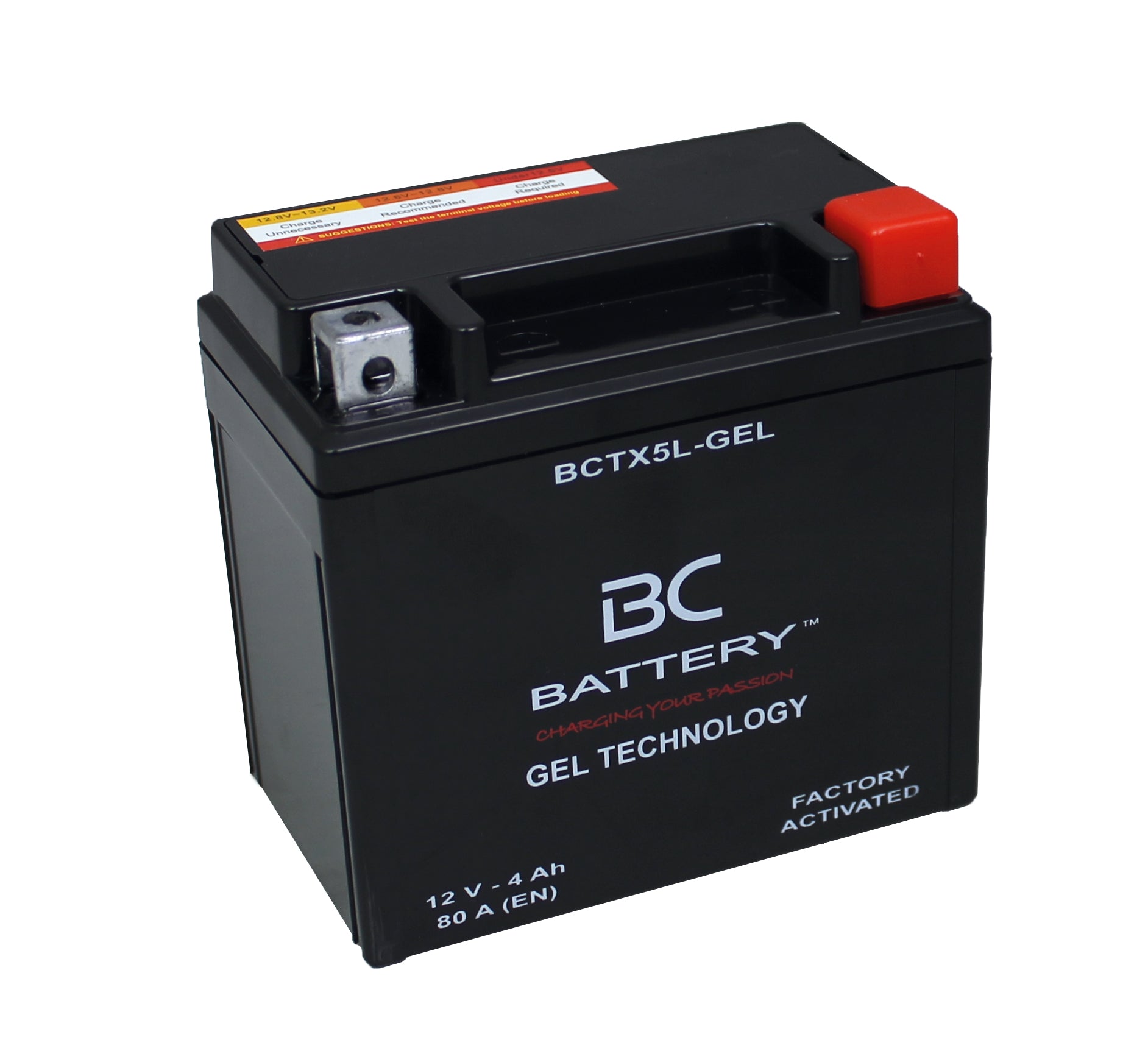 BCTX5L-GEL | Motorrad-GEL-Batterie, YTX5L-BS, 12V, 4Ah, Kaltstartstrom: 80 A, 113x70x105 mm – Offizielle italienische Website von BC Battery
