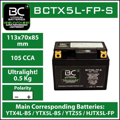 BCTX5L-FP  Lithiumbatterie LiFePO4 für Motorräder 12V – BC
