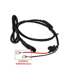 Cavo batteria con Occhielli Specifici per Batteria Auto - Diam. 8,5 MM, Lungh. 200 CM per caricabatteria BC - BC Battery Controller