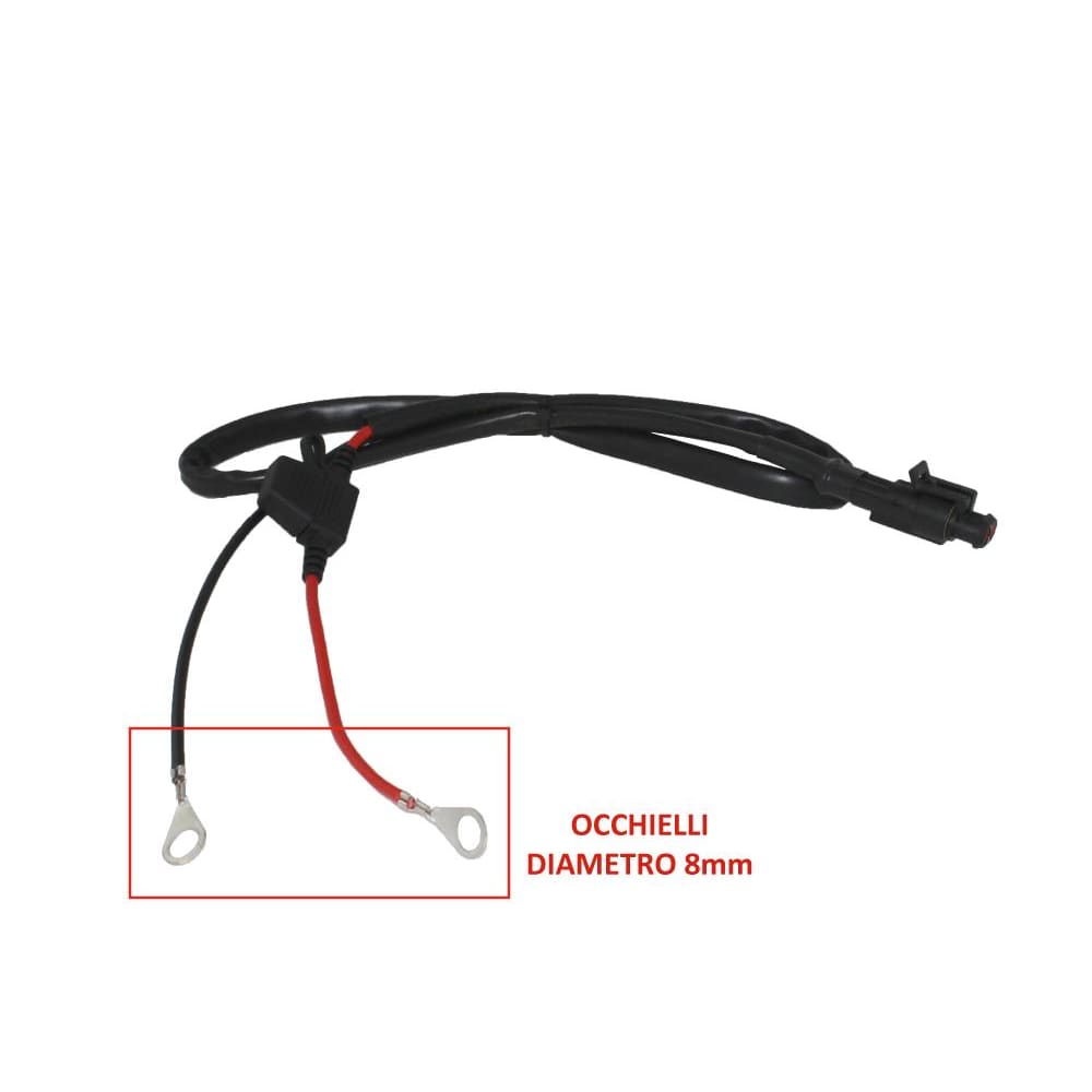 Cavo batteria con Occhielli Specifici per Batteria Auto - Diam. 8,5 MM, Lungh. 80 CM - per caricabatteria BC - BC Battery Controller